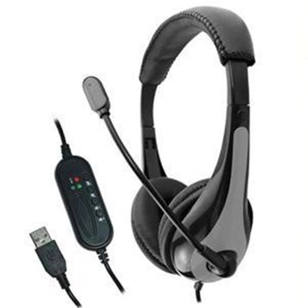 Mainframe Headphone - Boom Microphone, Volume Control, USB Plug, Grey MA8572